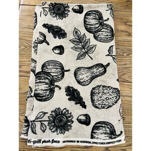 Black Grey Sunflower Fall Gourd Pumpkin Print JoAnn Anti-Pill Fleece Fabric 2 YD